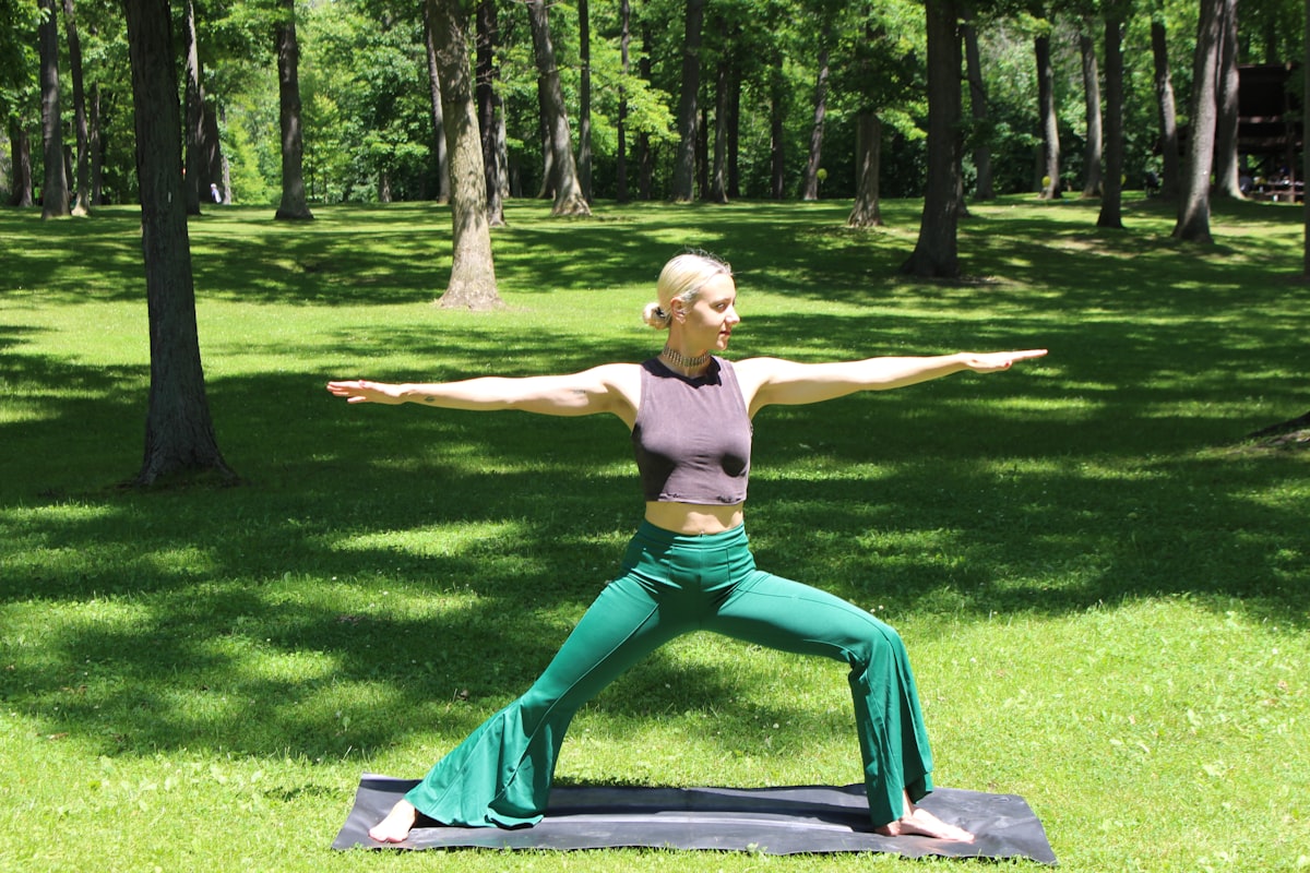 Person practicing evening relaxation yoga